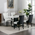 thumbnail image 5 of Set of 4 Velvet and PU Fabric Dining Chairs Luxury Tufted Back with Nailed Trim and Back Ring Pull Home Kitchen Dining Room Chairs Armless Accent Side Chairs Solid Rubber Wood Legs(with PU), 5 of 8