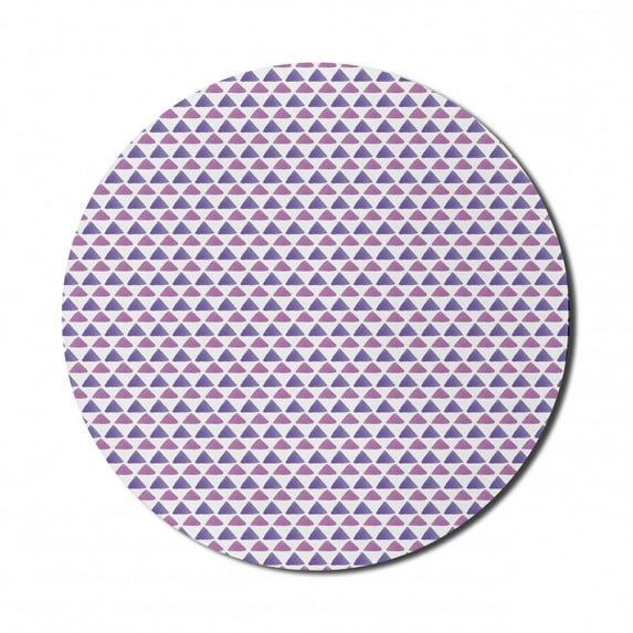 Geometric Mouse Pad for Computers, Mosaic Design with Small Triangles in Watercolor Style Grid, Round Non-Slip Thick Rubber Modern Gaming Mousepad, 8" Round, Lilac Lavender and White, by Ambesonne