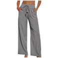 thumbnail image 2 of Gaecuw Palazzo Pants for Women Plus Size Regular Fit Long Pants Drawstring Lounge Trousers Sweatpants Casual Loose Baggy Yoga Pants High Waisted Summer Ankle Length Workout Pants with Pockets Solid, 2 of 6