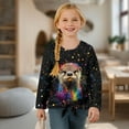 thumbnail image 4 of Xixirimido Colorful Paint Otter Pattern Girls Casual T-Shirt Crew Neck Tunic Tops Long Sleeve Loose Fit Soft Blouse Tie-hem Tees for Fall Winter, Size 9-10, 4 of 7