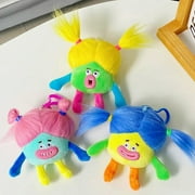 3PCS Dopamine Thick Lip Ugly Doll Plush Toy Set,Funny Fried Hair Sausage Mouth Plush Pendant, DIY Hairstyle,Soft Cartoon Stuffed Doll Plushie Keyring