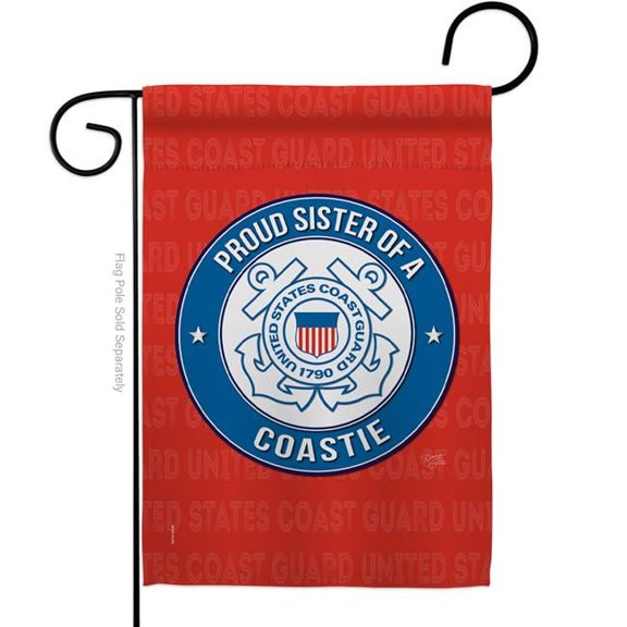 Breeze Decor G158580-BO Proud Sister Coastie Garden Flag Armed Forces Coast Guard 13 x 18.5 in. Double-Sided Decorative Vertical Flags for House Decoration Banner Yard Gift