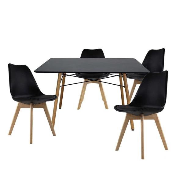 Set Comedor Oslo Melamina 120 Negro 4 Sillas Frankfurt Negro Mundo In Minimalista