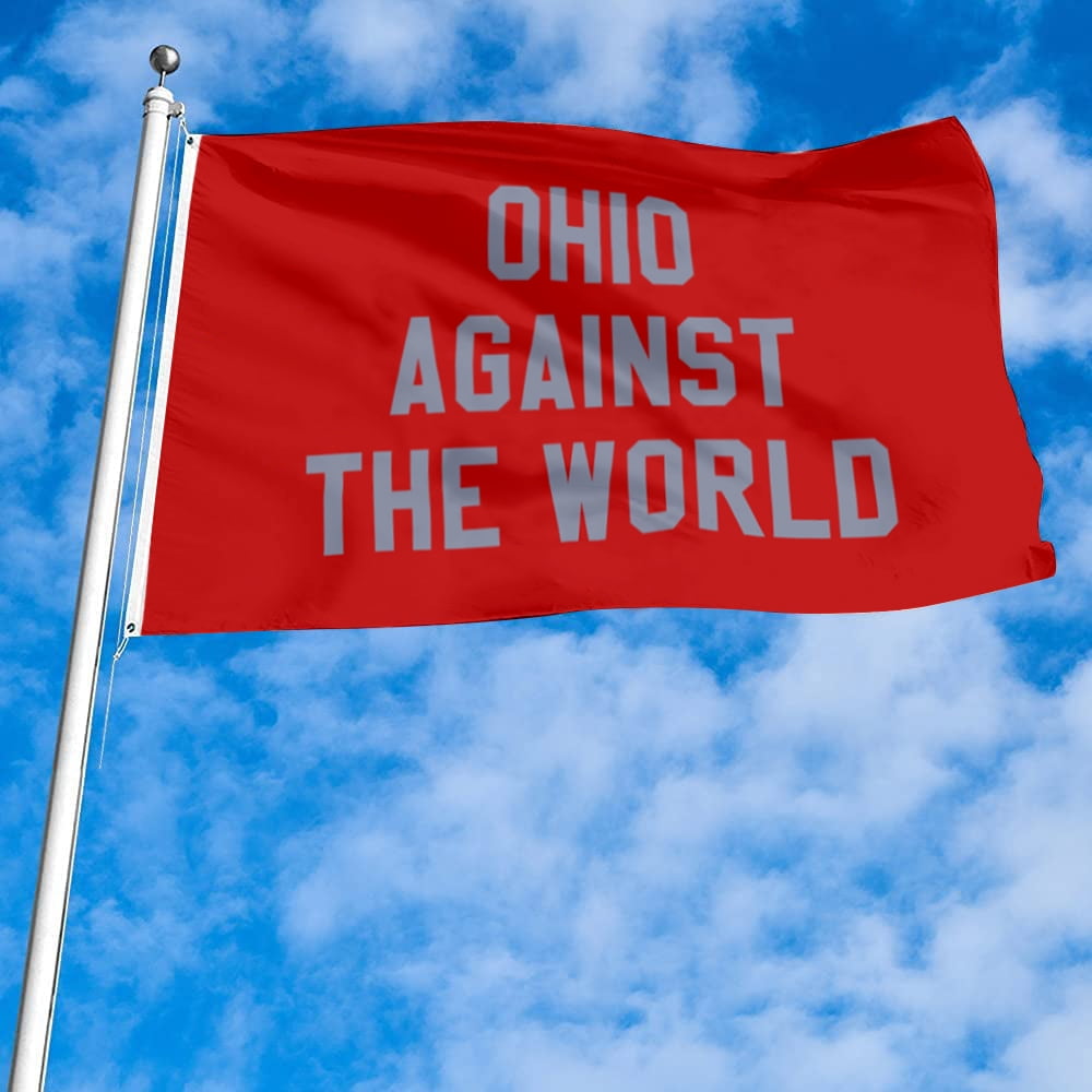 Dutern Double Sided Ohio Against The World Flag Banner 3x5Feet Garden house Flag banner Wall Decor Red Flag Banner 3 Ply with Brass Grommets 3x5 Feet