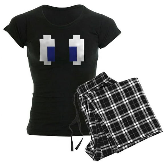 CafePress - 8 Bit Pixel Manga Eyes Women's Dark Pajamas - Women's Short Sleeve Print T-Shirt and Pants Dark Cotton Pajama Set