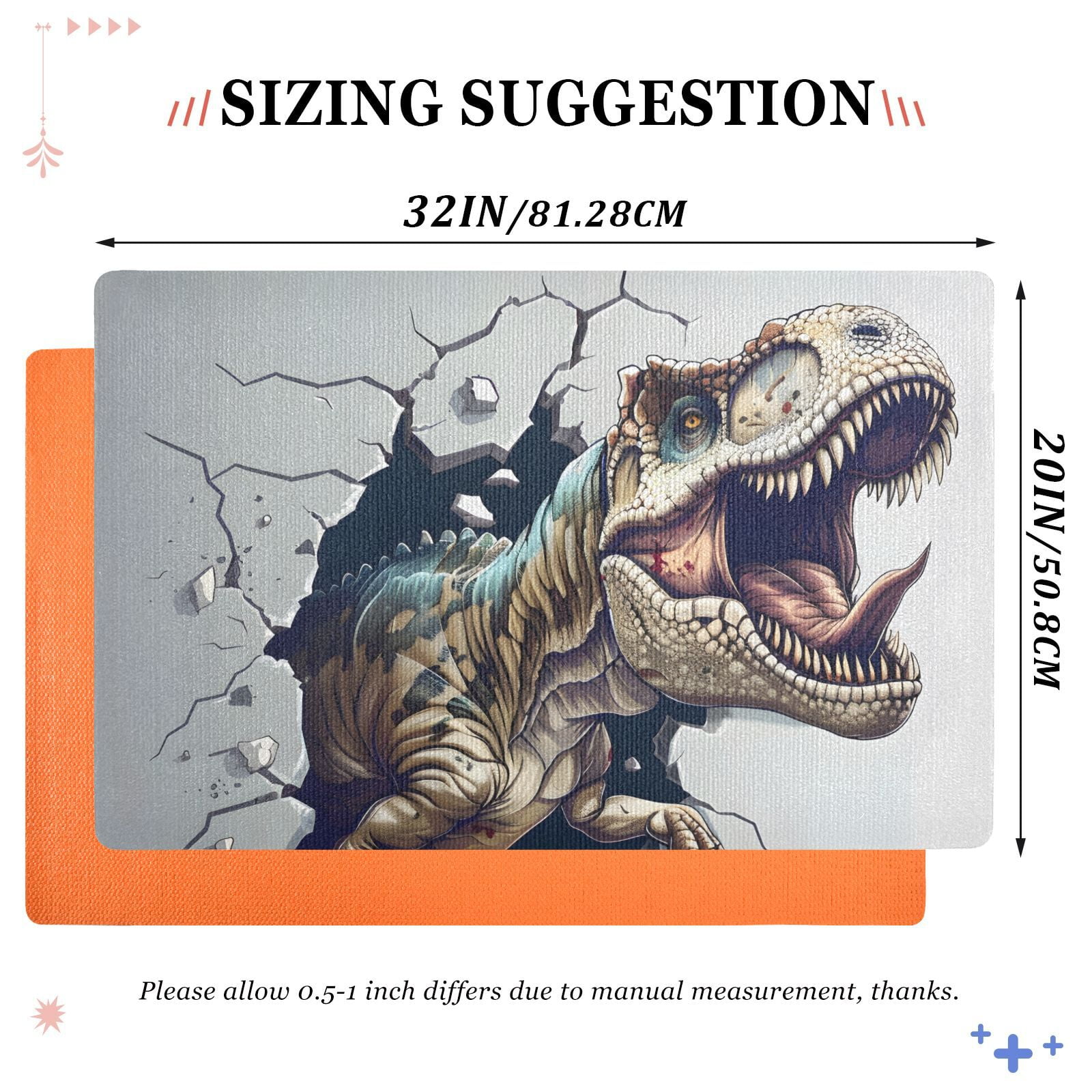 JSTEL 3d T-rex Dinosaur Dino Front Door Mat Outside Entrance 32x20 Inch Doormat for Outdoor Indoor Washable Non Slip Floor Mats