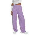 thumbnail image 5 of WCMZJ Wide Leg Sweatpants Women Elastic High Waisted Lounge Travel Casual Sweat Pants with Pockets purple XL, 5 of 8