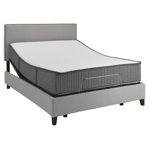 Pemberly Row Flippable King Split Mattress and T Bed Base in White