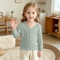 thumbnail image 6 of Annhoo Girls Summer Cardigan Comfy Breathable V Neck Long Sleeve Jackets Fashion Ruffle Hem Cute Soft Jacket, 6 of 9
