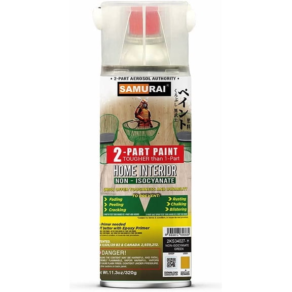 Samurai 2-Part Non-Isocyanate (NISO) Spray Paint for Home Interior - 11.3 Ounce UV Resistant and Rust Resistant NISO (Non-Isocyanate) Spray (SILVER, Pack of 1 Can)