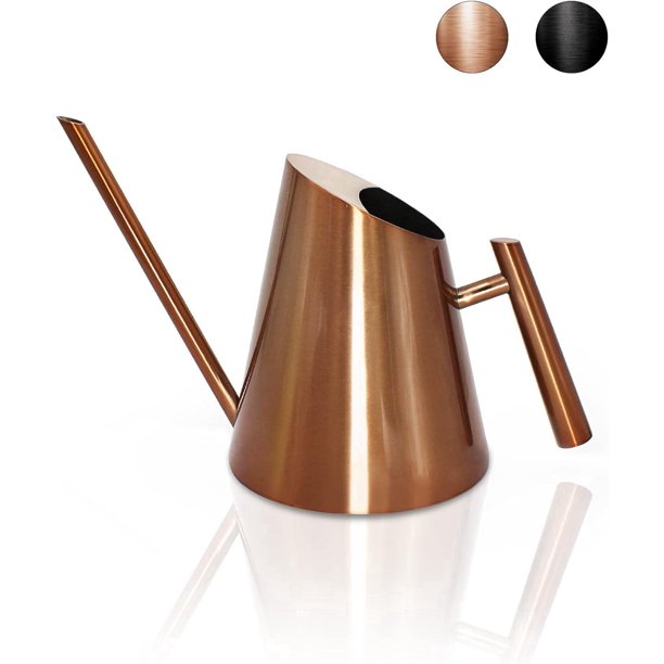 Regadera de Cobre para Plantas de Interior - 900 ml, Color Bronce, Regadera pequeña de Acero Inoxidable con Boquilla Larga y Recta, Regadera de Metal para bonsáis y Flores de Interior