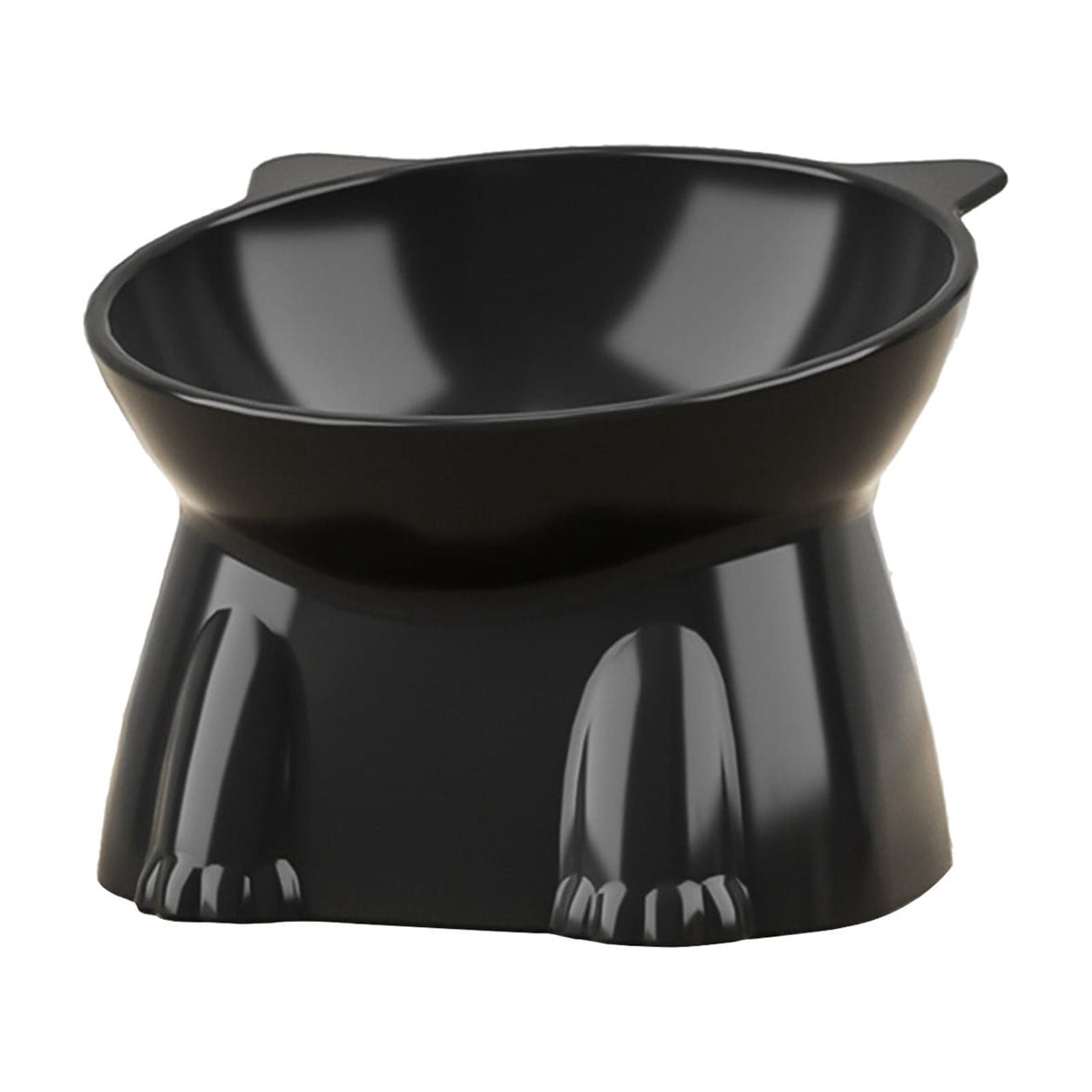 Elevated Black Cat Food Bowl, 250ml Whisker-Friendly Raised Plastic Bowl with Anti-Tip Bottom for Neck Protection
