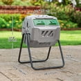 thumbnail image 2 of Outsunny Tumbling Compost Bin Outdoor Dual Chamber 360° Rotating Composter 43 Gallon with Sliding Doors, Dark Green, 2 of 7