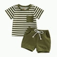 thumbnail image 4 of TOWED22 Toddler Baby Boy Summer Clothes Short Sleeve T-Shirt Tops Shorts Set 2Pcs Casual Outfit(Green,12-18 M), 4 of 4