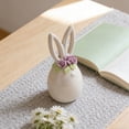 thumbnail image 3 of 1 Pcs Ceramic Rabbit Figurine, Easter Ceramic Bunny Tabletop Figurine Decor Rabbit with Flower Sculpture Table Centerpiece Decoration Tabletop Decorative for Spring Easter Home Indoor Decor, 3 of 4