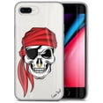 thumbnail image 1 of Case Yard iPhone-8-Plus Case Clear Soft & Flexible TPU Ultra Low Profile Slim Fit Thin Shockproof Transparent Bumper Protective Cover Drop Protective Cell Phone Cases (Pirate Skull), 1 of 8