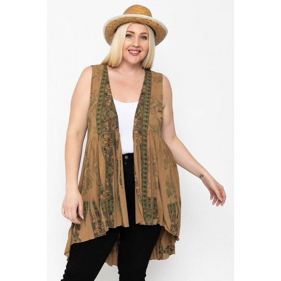Long Flattering Silhouette Sleeveless Cardigan 3XL