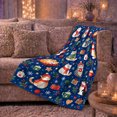 thumbnail image 6 of Christmas Cats, Mugs, and Wrapped Gifts on Blue, Playful Pet Portrait, Warm Flannel Blanket for Living Room and Reading Nook, Cat Lovers Christmas Gift, Pet Lover Home Decor, 6 of 9