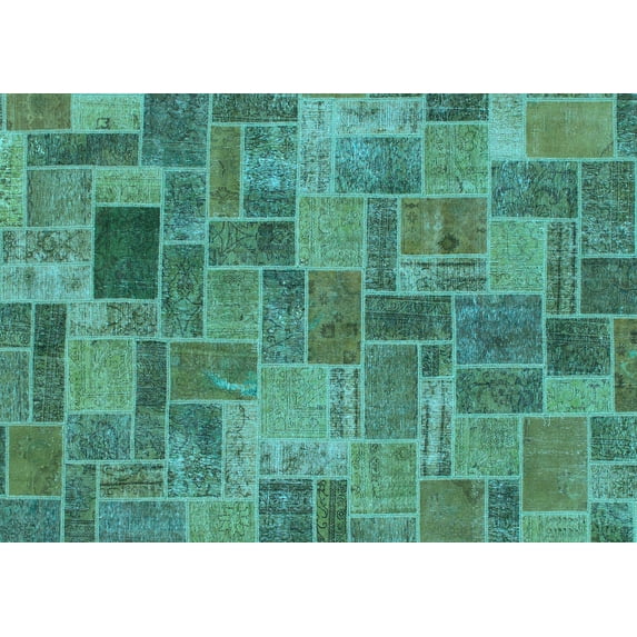 Ahgly Company Indoor Rectangle Patchwork Light Blue Transitional Area Rugs, 2' x 4'