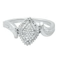 thumbnail image 3 of Dazzlingrock Collection Baguette & Round White Diamond Marquise Shaped Cluster Bypass Engagement Ring for Women (0.11 ctw, Color I-J, Clarity I2-I3) in 925 Sterling Silver, Size 6, 3 of 5