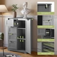 thumbnail image 5 of Pantry Cabinet, 33" Kitchen Pantry Storage Cabinet with 1 Door, 2 Shelves, 4 Drawers for Dining Room|Bedroom,Gray, 5 of 8