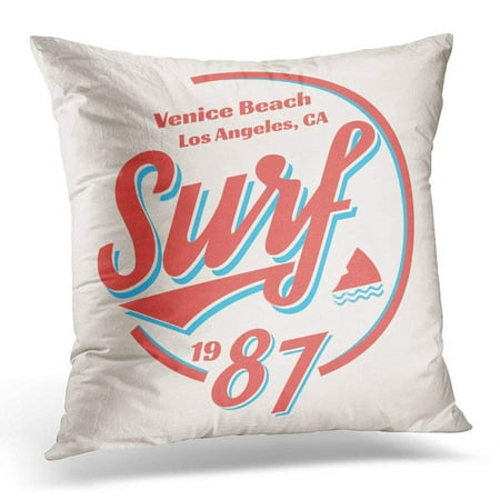 ARHOME Blue Active on The of Surfing and Surf in California Venice Beach Vintage Style Retro Design Graphics Pillows case 18x18 Inches Home Decor Sofa Cushion