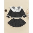 thumbnail image 3 of Inevnen 2Pcs Toddler Baby Girls Long Sleeve Plaid Tweed Cardigan Coat Dress Pleated Skirt Princess Party Formal Outfits, 3 of 8