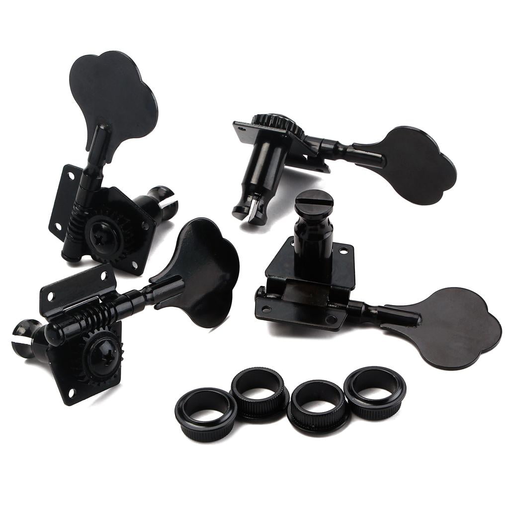 LeeQinersw Metal 4R Machine Head Tuner Tuning Pegs + Guitar Bridge Set for Bass Guitar