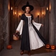 thumbnail image 4 of Anmrize Renaissance Long Gown, Medieval Square Neck Dress, Puff Sleeve Lace Up Dress, Renaissance Costume Women Peasant Medieval Dress Long Sleeve Maxi Fairy Dresses, Black L, 4 of 6