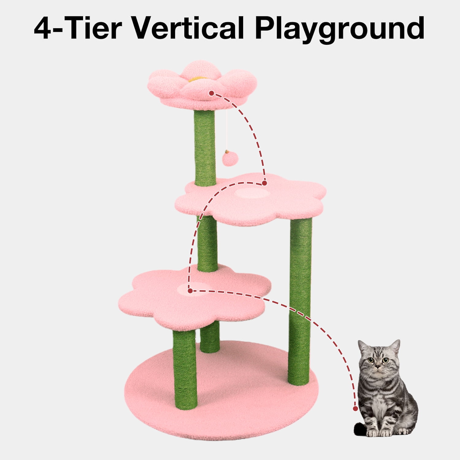 Cat Tree with Removable Cozy Perch & Scratching Posts Hanging & Toy Multi-Level Cat Furniture for Kittens/Cats to Climb, Rest & Play Hanging Toy