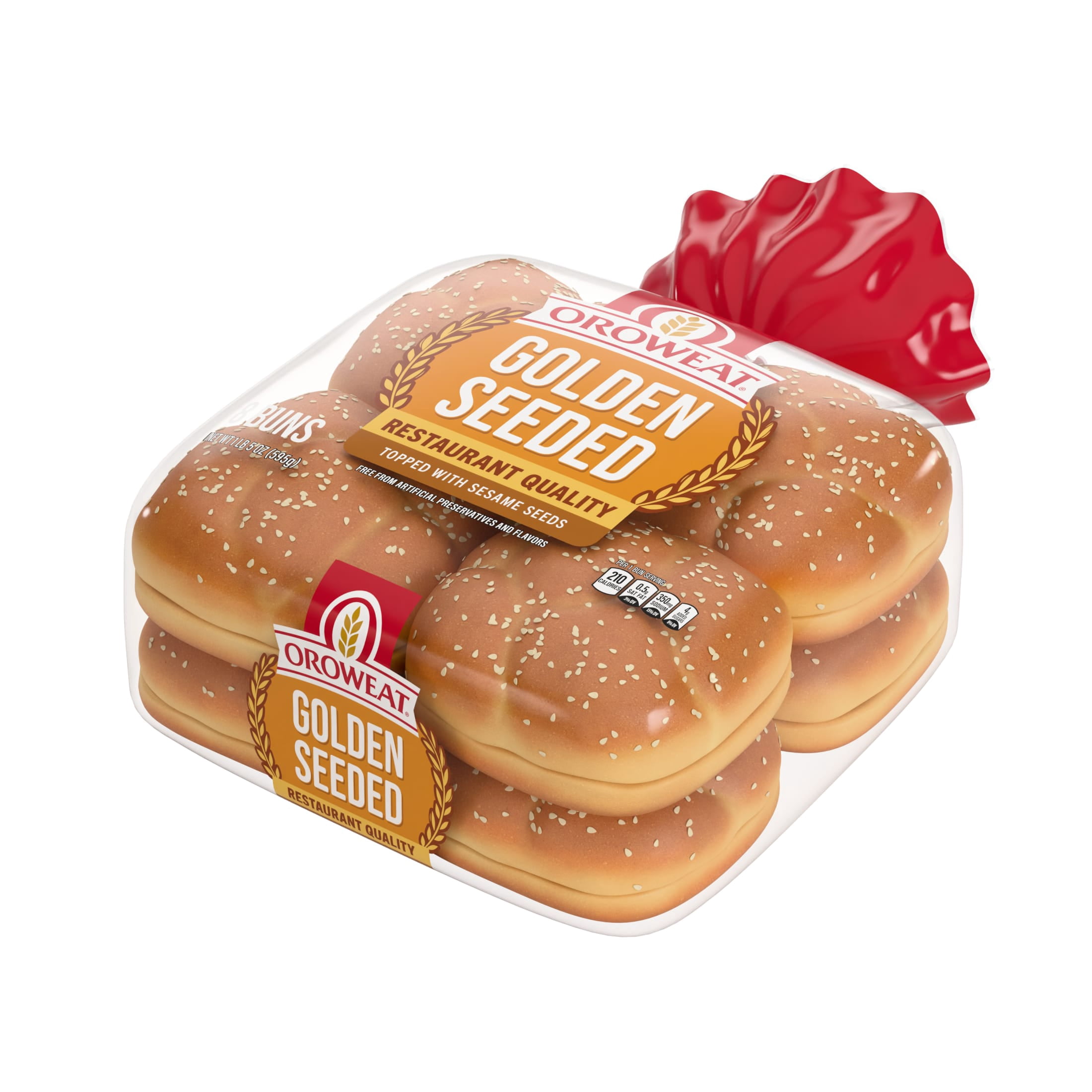 Oroweat Golden Seeded Buns, 8 count, White Hamburger Buns, 21 oz Bag