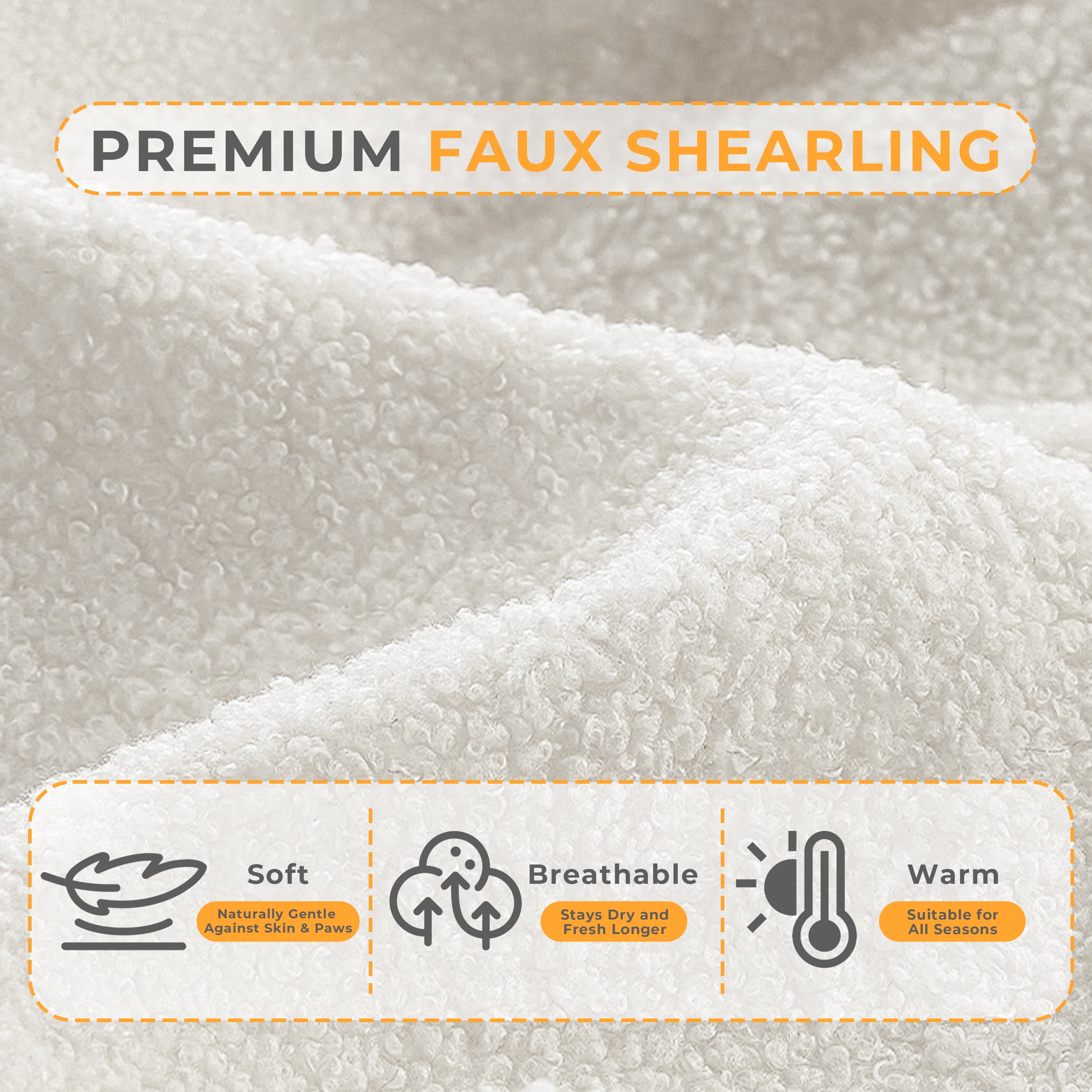 25.6''W White Modern Elegant Faux Shearling Dog Bed Cat Bed for Medium Pets under 35lbs, Luxury Indoor Pet Bed Furniture Style Orthopedic Elevated Dog Sofa Pet Couch with Leather Nameplate