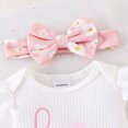 thumbnail image 5 of Baby Girl Newborn Going Home Outfit Long Sleeve Letter hi I'm new here Print Ruffle Romper+ Floral Pants + Cute Headband Sets for Fall Winter 0 3 6 Months, 5 of 7