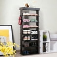 thumbnail image 4 of Gymax 7-Tier Shoe Rack Vertical Design Wooden Shoe Storage Shelf w/Hooks Black, 4 of 10