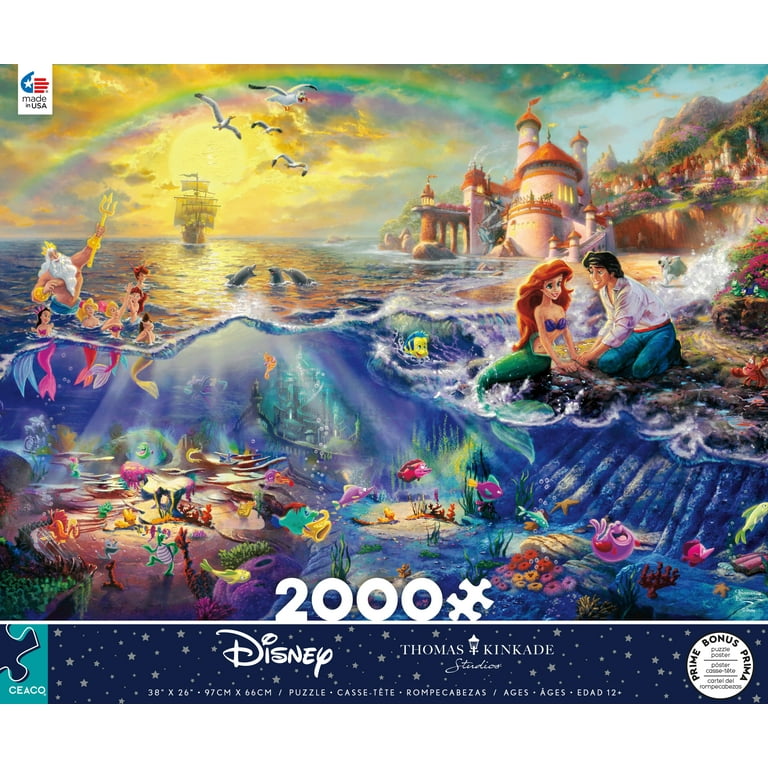 Ceaco 2000-Piece Thomas Kinkade Disney The Little Mermaid Interlocking  Jigsaw Puzzle