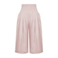 thumbnail image 5 of Blmnix Trendy Pants for women Cotton Linen Gray Cropped Wide-Leg Gaucho High Palazzo Juniors Pants Casual, 5 of 6