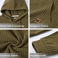 thumbnail image 2 of Xidunhg Mens Hooded Drawstring Long Sleeve Sweatshirt Fashion Pullover Casual Corduroy Hoodies with Pockets Armygreen M, 2 of 6