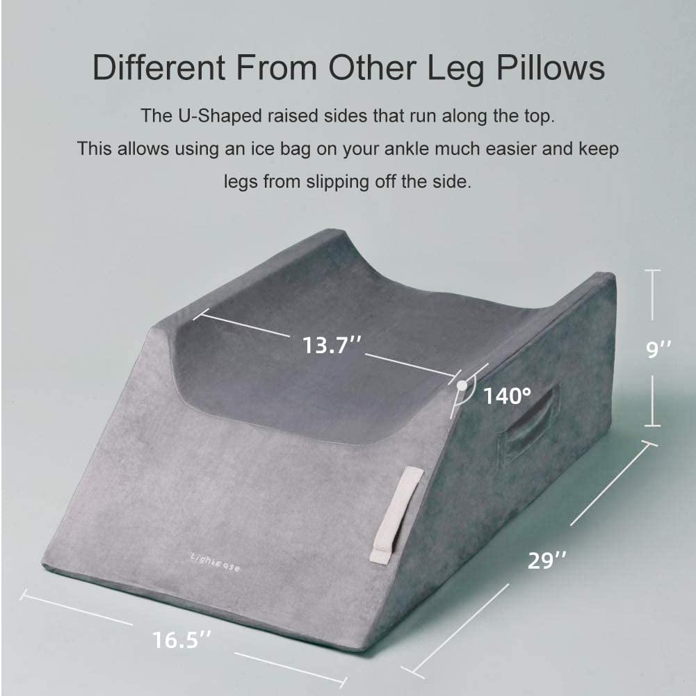 LightEase Post-Surgery Leg, Knee, Ankle Elevation Double Wedge Pillow,  Memory Foam Leg Elevating Pillow for Injure, Sleeping, Foot Rest, Reduce  Swelling 