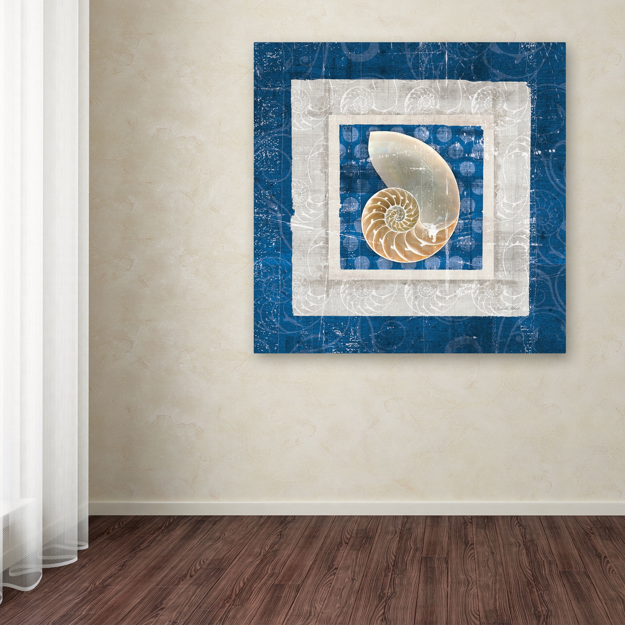 Trademark Fine Art "Sea Shell II on Blue" Canvas Art by Belinda Aldrich