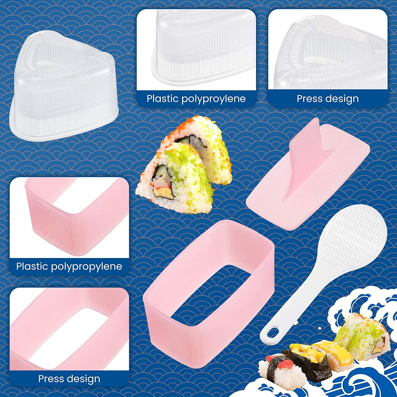 Spam Musubi Mold, Sushi Onigiri Mold Set,Kitchen Sesame Paste  Maker, Non-stick Masubi Molds Kit,Butter Cheese Spam Slicer (Spam Musubi  Mold): Sushi Plates