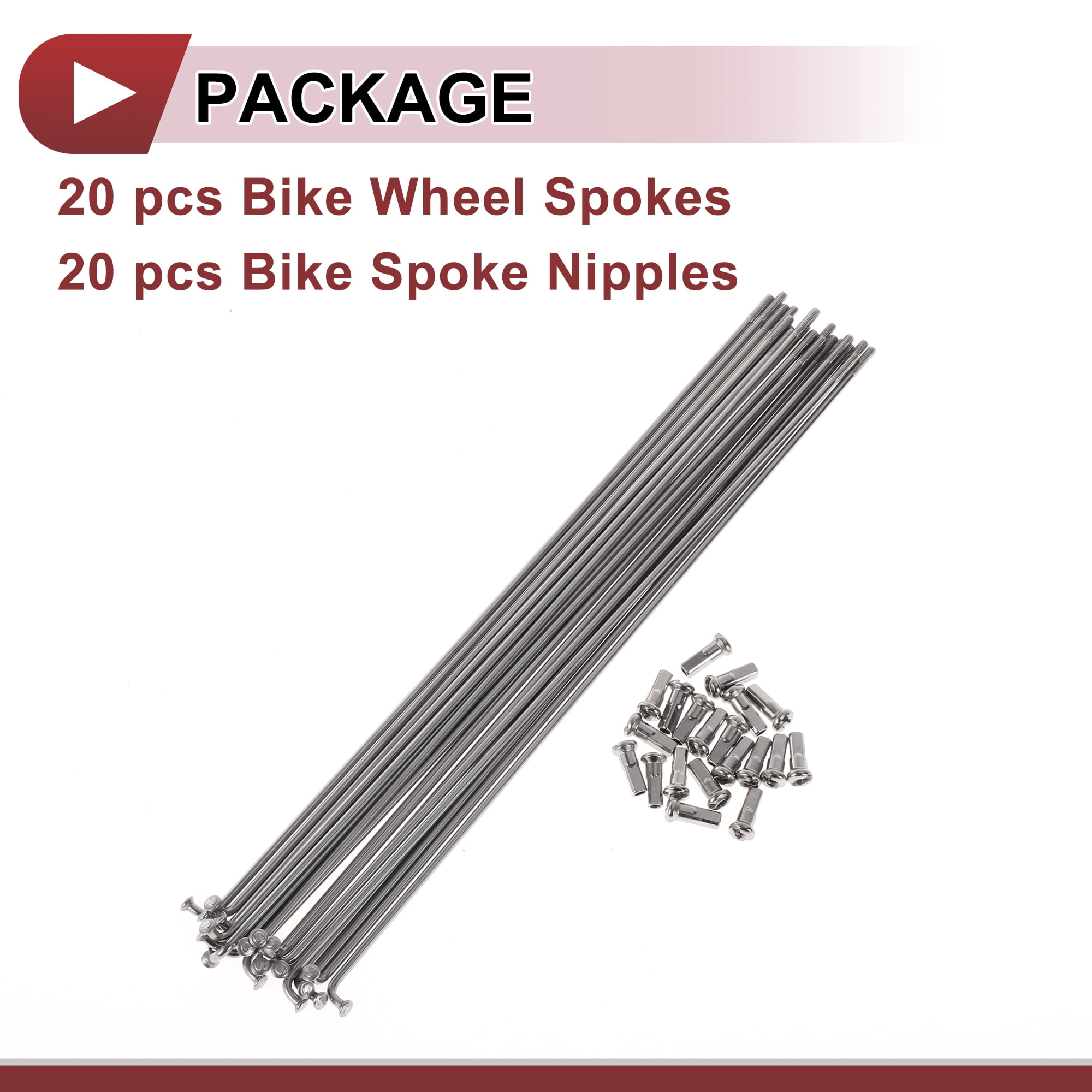 Unique Bargains 20Set 13G Bicycle Spoke Bike Wheel Spokes 304 Stainless Silver-225mm