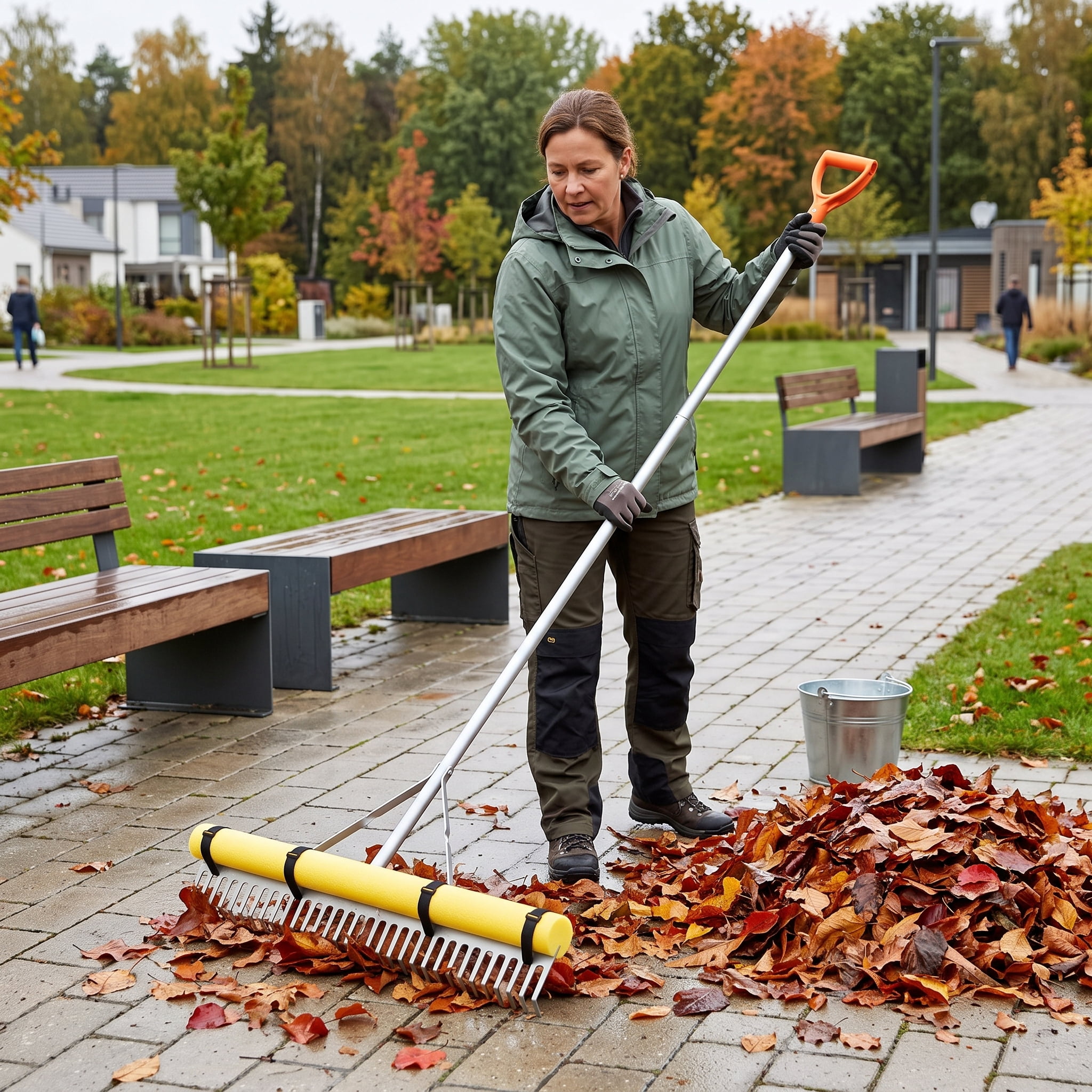 Landscape Rake 36" Wide with 133" Adjustable Handle, Aluminum Alloy, 51.84ft Rope, Buoyant Foam for Lake Pond Weeds Leaves