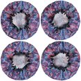 thumbnail image 2 of Shower Caps,Blue Pioneer Flower and Paisley Pattern Waterproof Shower Cap for Women 4 Pieces,Double Reusable Hair Cover for Shower PEVA Elastic Stretch Hem, 2 of 7
