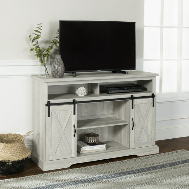 Farmhouse Barn Door Stone Grey TV Stand for TVs up to 58" by Manor Park