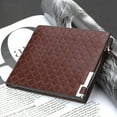 thumbnail image 4 of Funie Men\'s Short Faux Leather Tartan Pattern Zipper Wallet Card Money Clutch Billfold, 4 of 8