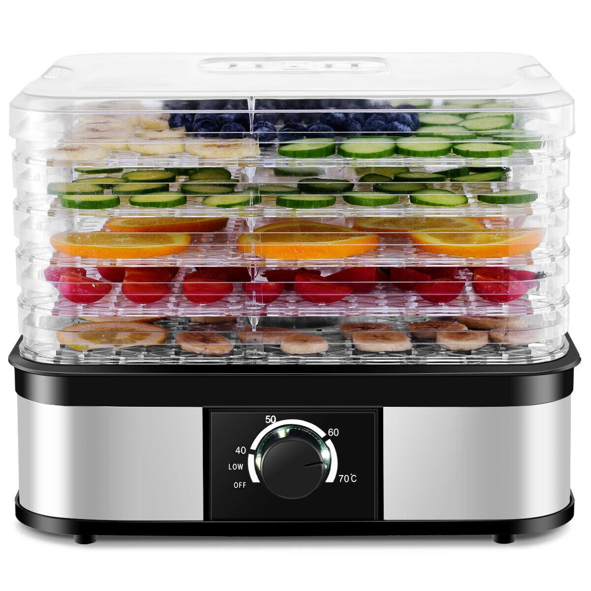 Costway Food 5 Tray Food Fruit Vegetable Temperature Control - Walmart.com