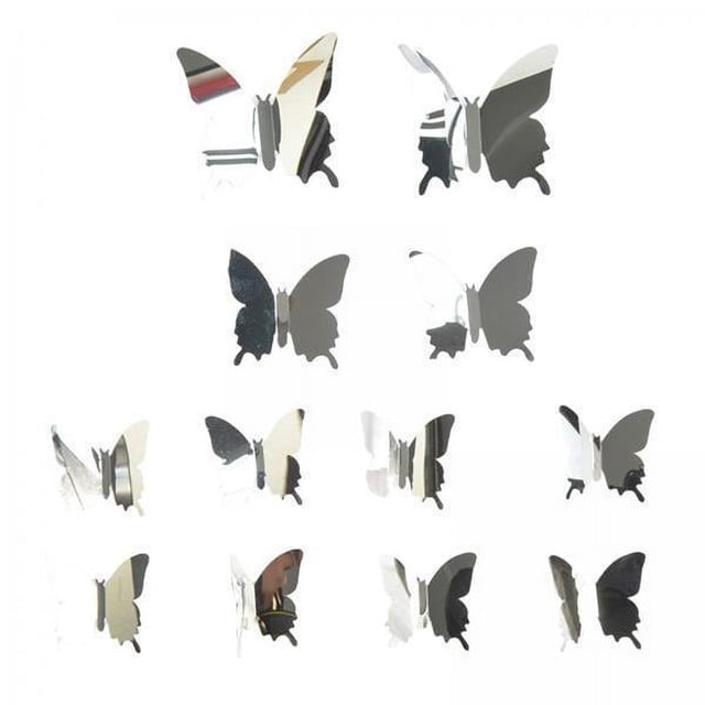 5x 12 Pegatinas de Espejo con Mariposas, Pegatinas de Espejo Extraíbles, Decoraciones de Pared para Mascotas, Decoración Del Hogar para Decoración de 5 piezas