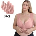 thumbnail image 2 of Riecok Lace Bras for Women Plus Size 3 Pack Seamless Front Closure Wireless Bras with Support Push up Bras, 2 of 8