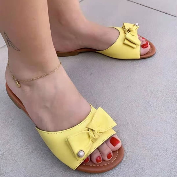 Zapatillas con punta abierta para mujer, sandalias cómodas, informales, cómodas, para la playa Wmkox8yii ytu5207