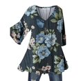 thumbnail image 1 of Reino Unido mujeres blusa larga camiseta damas estampado floral túnica tops camiseta casual más sizeblack5XL, 1 of 3
